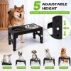ShopCatDog Elevate+ 5-Height Adjustable Double Dog Bowl with Slow-Feeder, 40oz Stainless Inserts