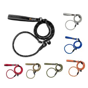 ShopCatDog Reflective Slip Lead Rope 1.5m/2m — P-Loop, Padded Handle
