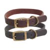 ShopCatDog Full-Grain Leather Dog Collar — Zinc-Alloy Buckle & Welded D-Ring