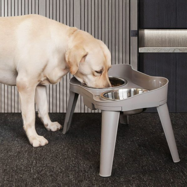 ShopCatDog Elevated Double Pet Bowl Stand — Stainless Steel Inserts, M/L/XL