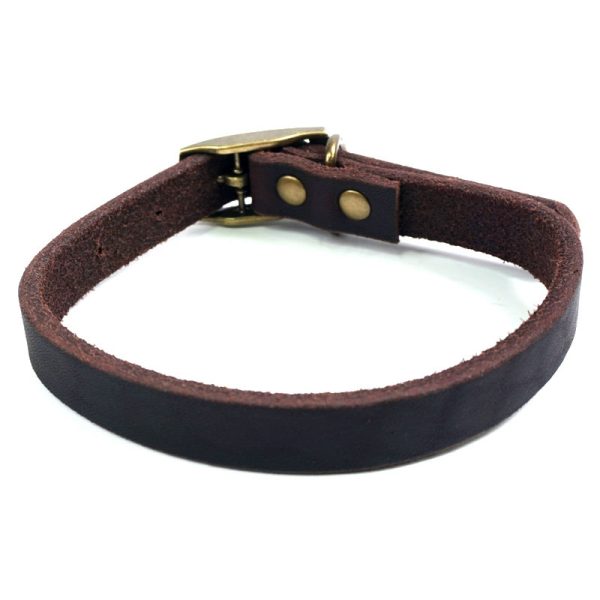 ShopCatDog Full-Grain Leather Dog Collar — Zinc-Alloy Buckle & Welded D-Ring